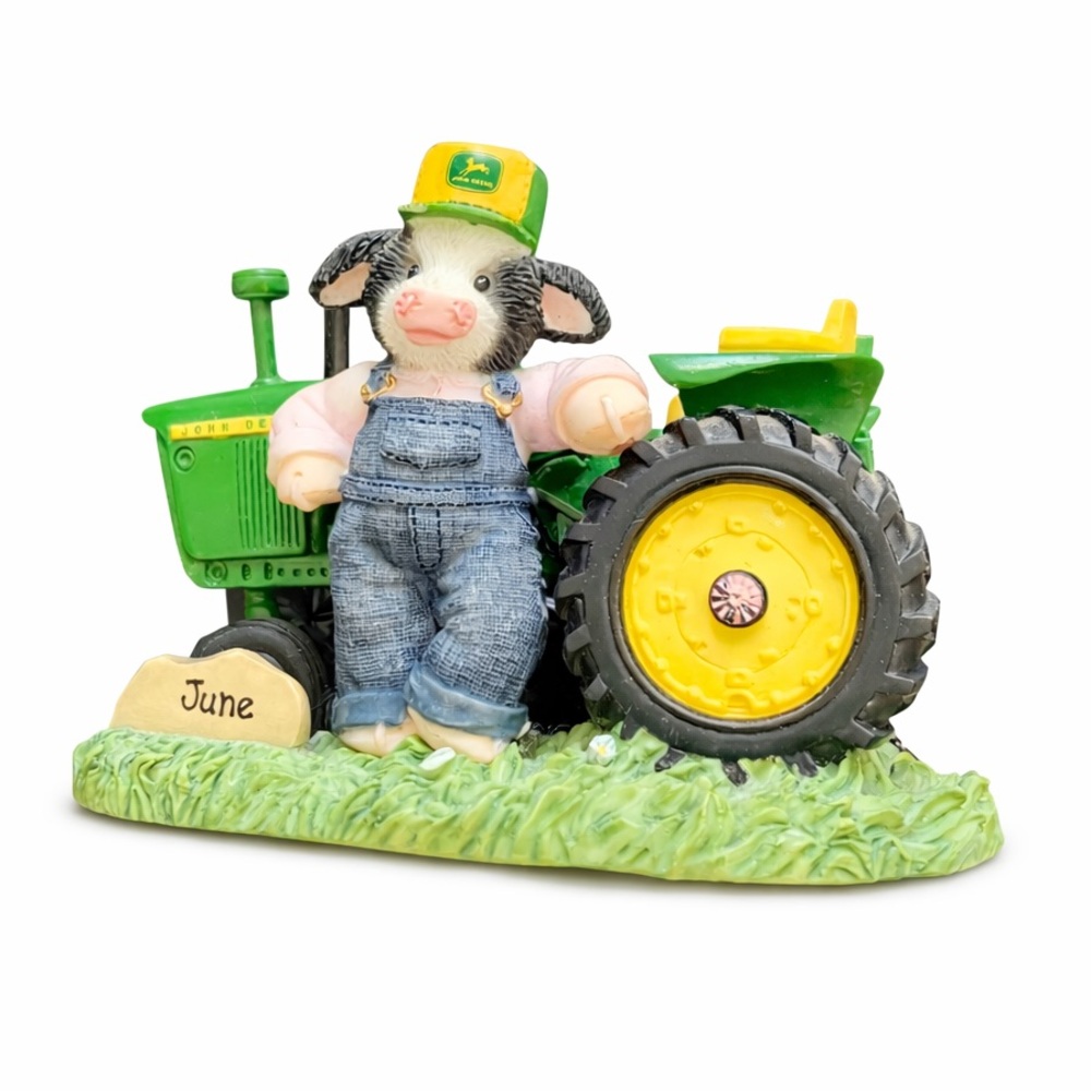 Mary's Moo Moos "June" John Deere Tractor Figurine #833703 Enesco 2000 Retired
